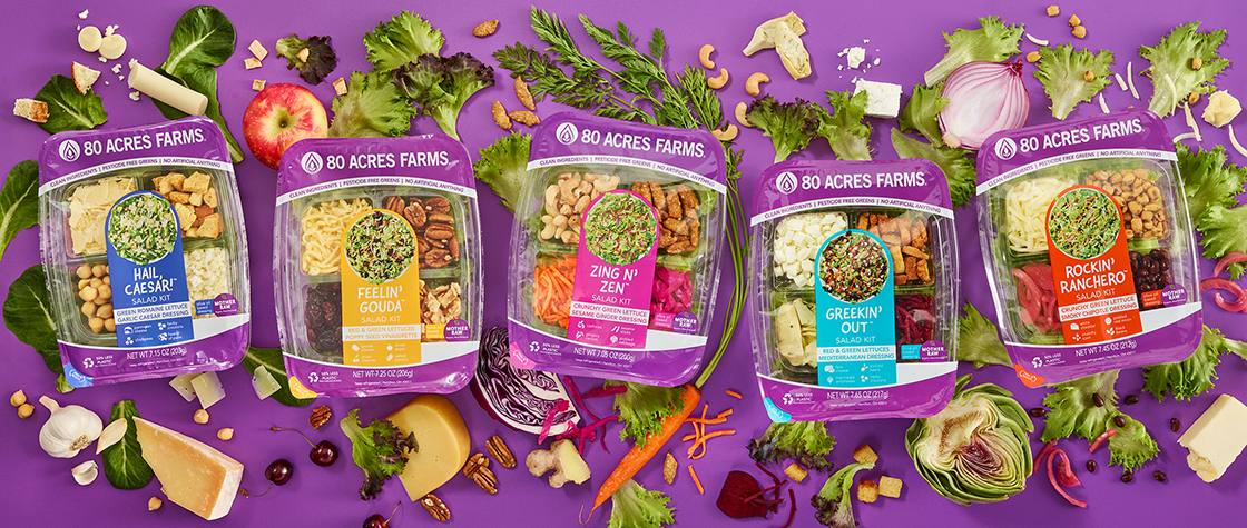80 Acres Farms Salad Kits: Hail, Ceasar, Feelin' Gouda, Zing N' Zen, Greekin' Out, Rockin' Ranchero