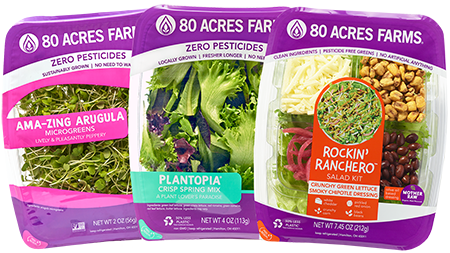 80 Acres Farms Microgreens, Salad Blend, and Salad Kit